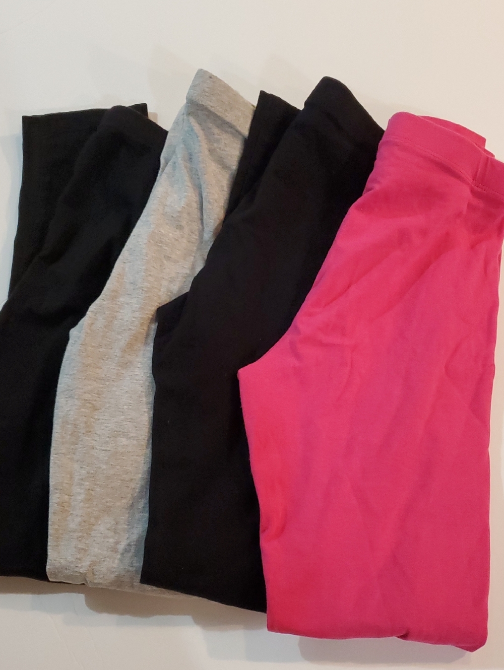 4 Pair Girl's Leggings Size L 10-12 Black Pink Gray
